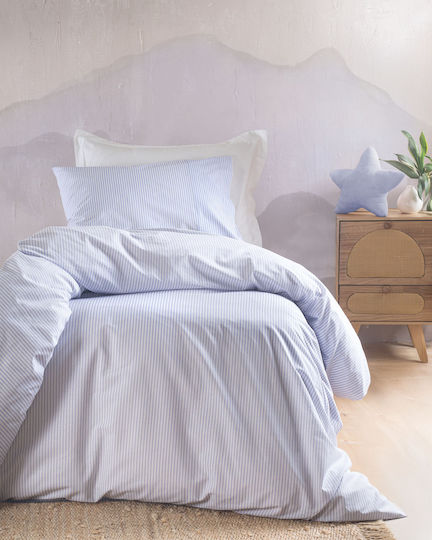 Rythmos Sheet Set with 2 Pillowcases Super-Double with Elastic 160x260+25cm. Motiv Light Blue 3pcs