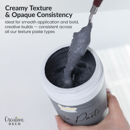 Creative Deco Smooth Structural Paste 2kg Dark Gray Fine Mass Artistic Projects Acrylic Painting Easy to Use Spatula 3D Texture Effects