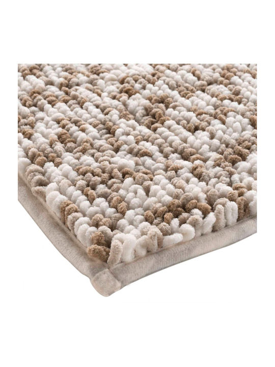 Atmosphera Bath Mat Microfiber 1802084 Beige White 45x75cm