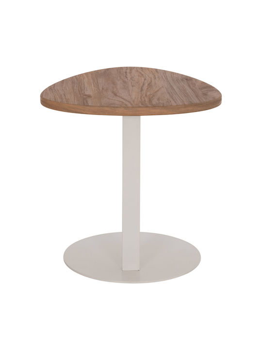 Round Side Coffee Table Alper Wooden Sonoma-Metal White W50xL50xH50cm