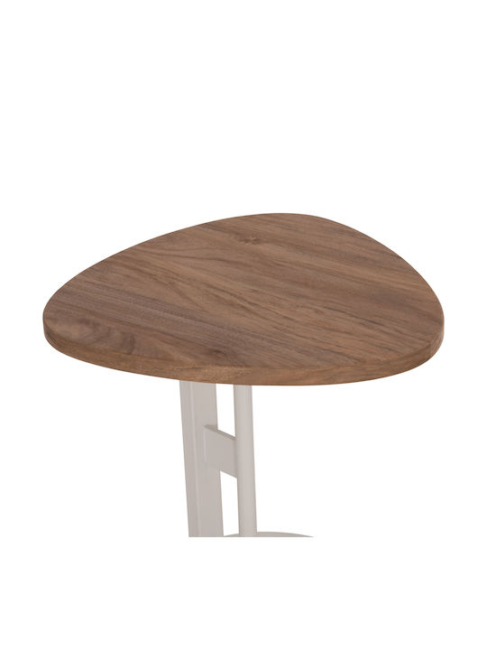 Round Side Coffee Table Alper Wooden Sonoma-Metal White W50xL50xH50cm