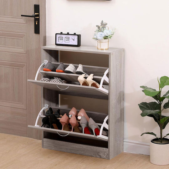 Holz Schuhschrank mit 2 Regalen Gray L60xW24xH80cm