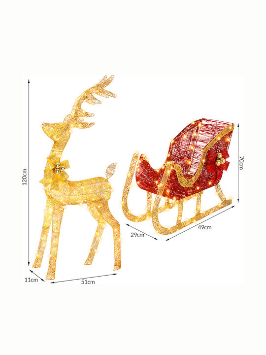 Bakaji Bakaji Reindeer Rena Illuminated Sleigh Outdoor 8 Functions Warm White Christmas