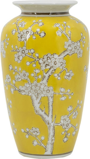 Artekko Βάζο Ξύλινο Κίτρινο Φ15xΥ27cm