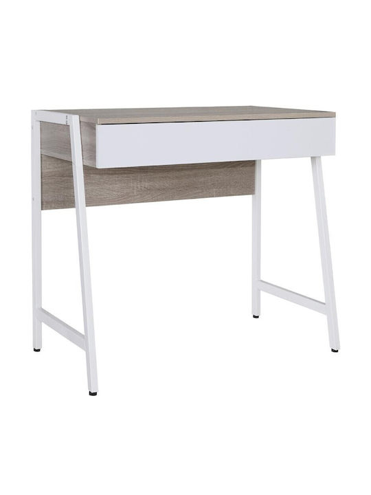 Nextdeco Schreibtisch Holz Weiß mit Metallbeinen 84x48x76cm