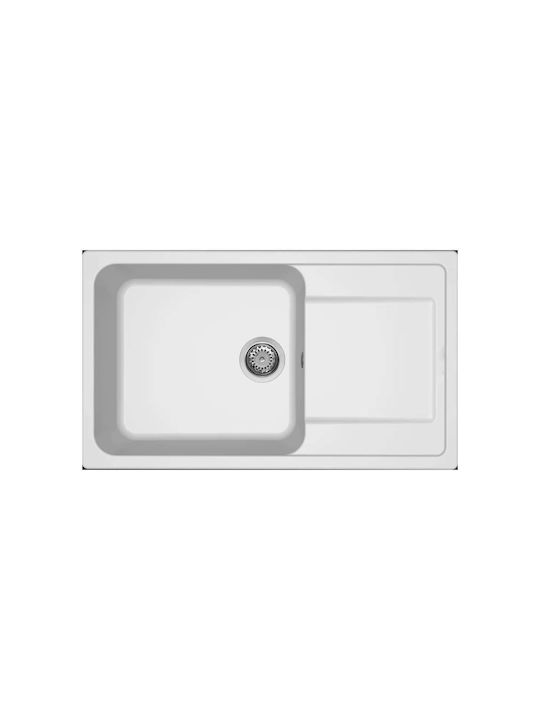 Elleci Life 410 LG241068 Drop-In Sink Left Synthetic Granite W86xD50cm Bianco