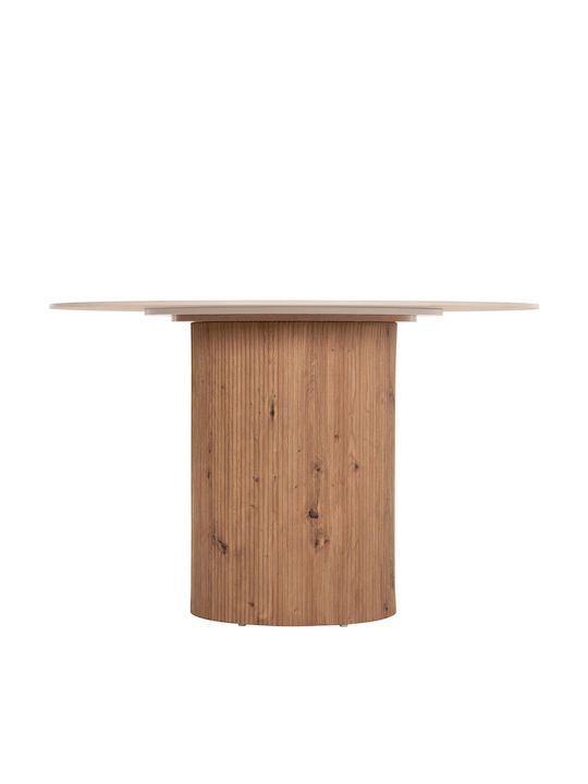 Twil Round Table Dining Room with Ceramic Surface Ceramic, Travertine 126x126x77cm