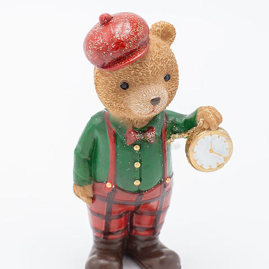 Eurolamp Decorative Polyresin Bear Vintage Cart Green Shirt 7x12.5cm