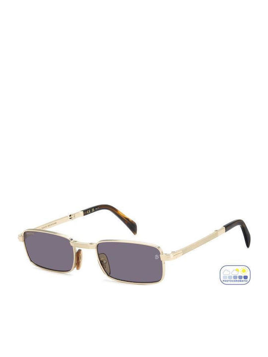 David Beckham Men's Sunglasses with Gold Metal Frame and Pink Lens