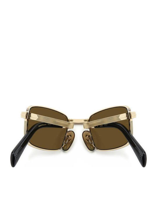 David Beckham Men's Sunglasses with Gold Metal Frame and Green Lens