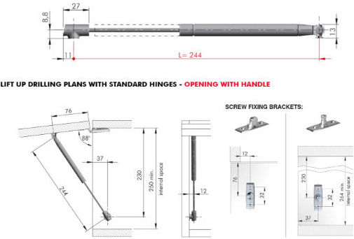 L244 Metallic Cabinet Suspension Mechanism 80N