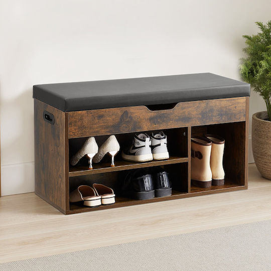 Entry Furniture with Shoe Rack & Bench Brown + Black 30x44x80cm