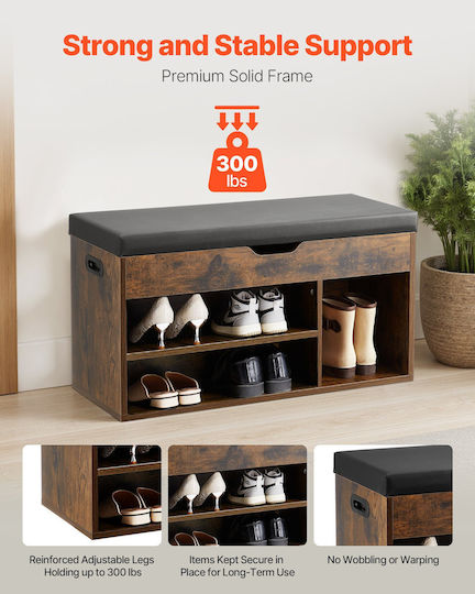 Entry Furniture with Shoe Rack & Bench Brown + Black 30x44x80cm