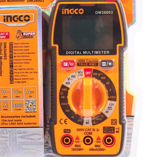 Ingco Ψηφιακό Πολύμετρο True RMS με Μέτρηση AC / DC / Αντίστασης DM36002