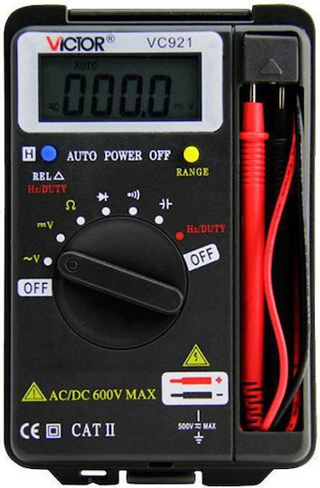 Victor VC921 Ψηφιακό Πολύμετρο Τσέπης True RMS με Buzzer με Μέτρηση AC / DC / Αντίστασης / Χωρητικότητας / Θερμοκρασίας
