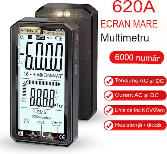 Aneng Aneng 620A Ψηφιακό Πολύμετρο True RMS με Buzzer με Μέτρηση AC / DC / Θερμοκρασίας True RMS