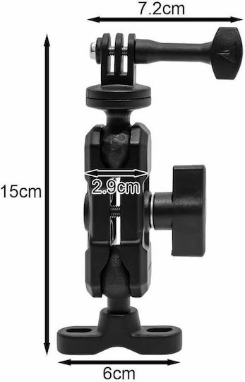 Βάση Στήριξης Action Camera Gopro Τιμόνι Μοτοσυκλέτας 360° 15cm Mdl3532b-gj Motowolf