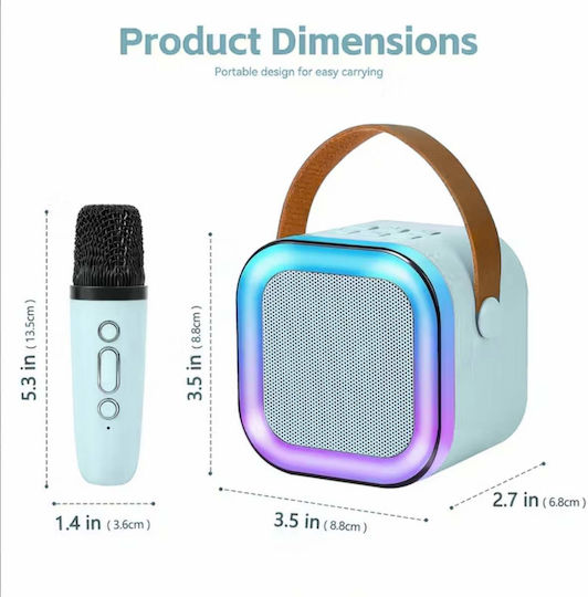 Uncle George Sistem De Karaoke Cu Microfon Wireless Și Efecte De Iluminare Albastru Deschis