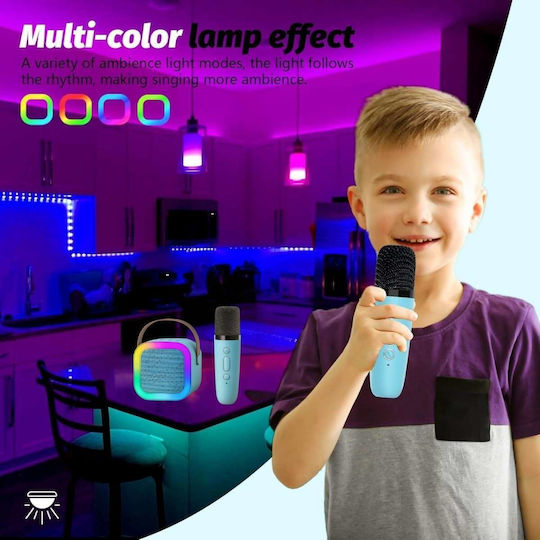 Uncle George Sistem De Karaoke Cu Microfon Wireless Și Efecte De Iluminare Albastru Deschis