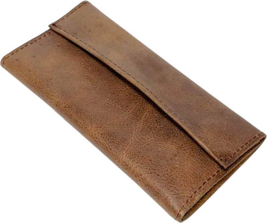 Gk Shoes Lederne Tabaktasche Braun mit magnetischem Verschluss 10x16.5cm