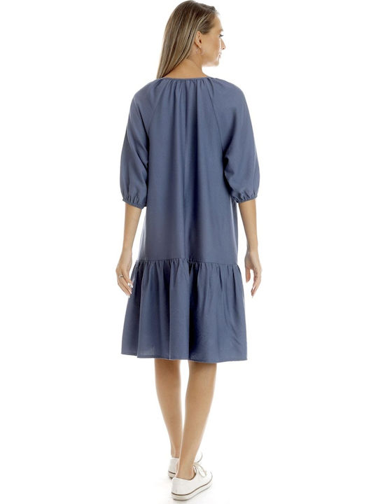 Sommer Midi Kleid Blau