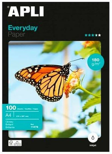 Apli Everyday Paper Photo Paper Everyday Photo Paper A4 (21x30) 180gr/m² for Printers Inkjet 100 Sheets