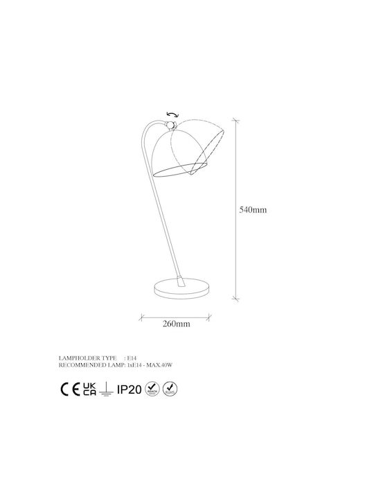 Opviq Office Lamp for Socket E14 in Yellow Color