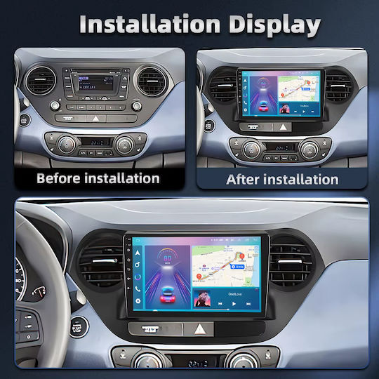 Auto-Audiosystem für Hyundai i10 2014-2020 (Bluetooth/USB/WiFi/GPS/Apple-Carplay/Android-Auto) mit Touchscreen 9"