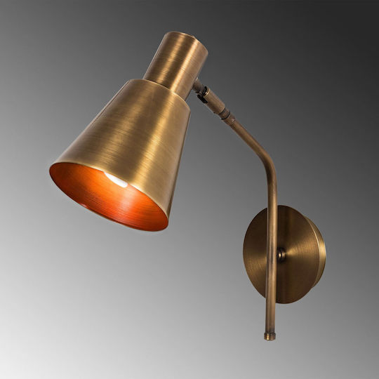 Opviq Sivani Wandleuchte mit Lampenbirnensockel E27 Gold 14cm