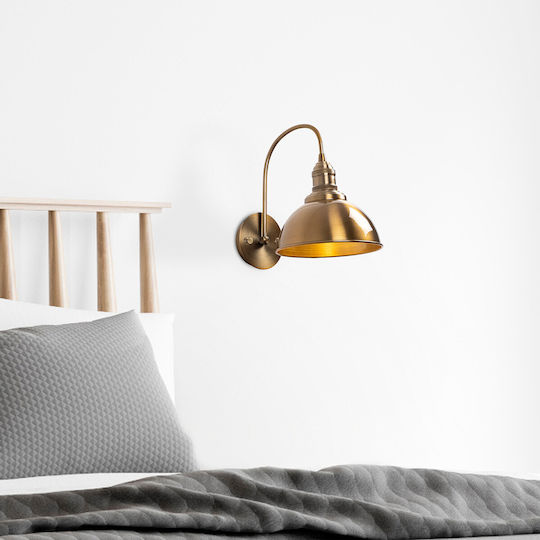 Opviq Lampă de Perete cu Bază de Bec E27 Auriu 27 cm