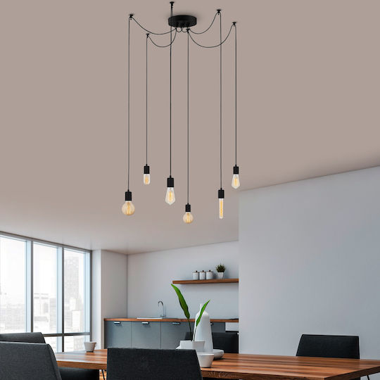 Opviq Kabluni Pendant Light Black for 6 Bulbs E27