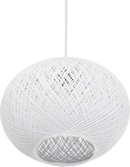 GloboStar Solei Висящо Осветително Тяло Бял Бохо с въже за Цокъл E27 30x30x35см.