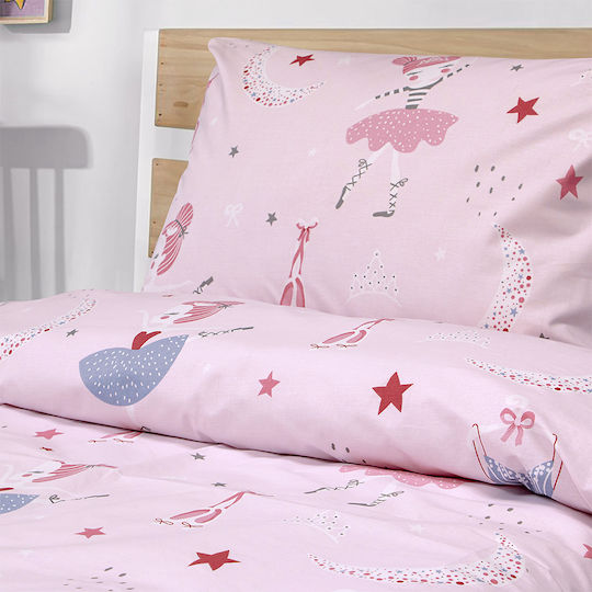 Lino Home Σετ Παιδικό Πάπλωμα Μονό με Μαξιλαροθήκη Ροζ 160x240εκ.