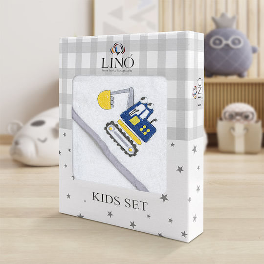 Lino Home Baby Bath Towel Hooded Trattore White 75x75cm