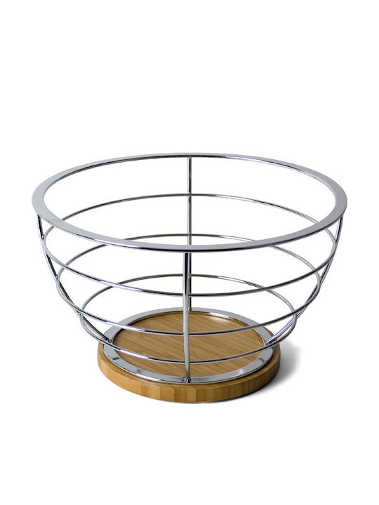 Bakaji Fruit Bowl Metallic Silver 26x15cm