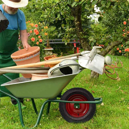 Bakaji Ρόδα Πνευματική Καρότσι 35 Εκ Λάστιχο 3.50-8 + Συμπεριλαμβανόμενος Άξονας Μήκους 210 Χλστ 02839110