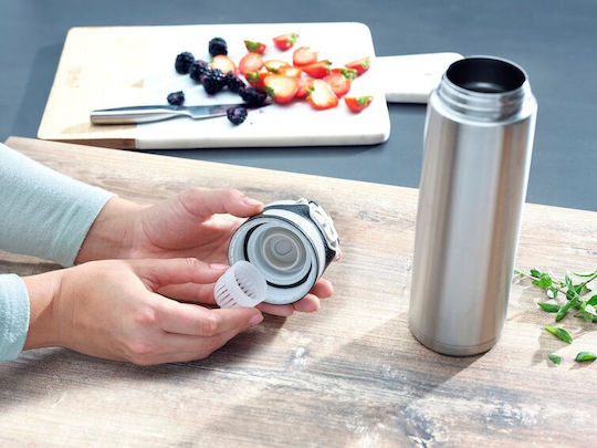 Leifheit Glas Thermosflasche Rostfreier Stahl 600ml Silber