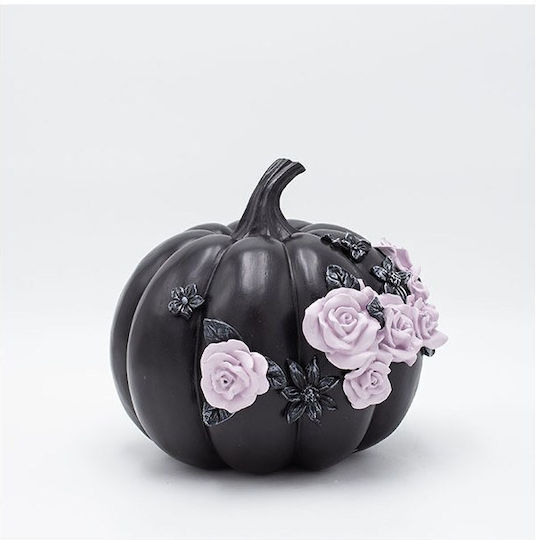 Eurolamp Тиква Полирезин Черна Розови Рози Halloween 21x21.5x18.8см