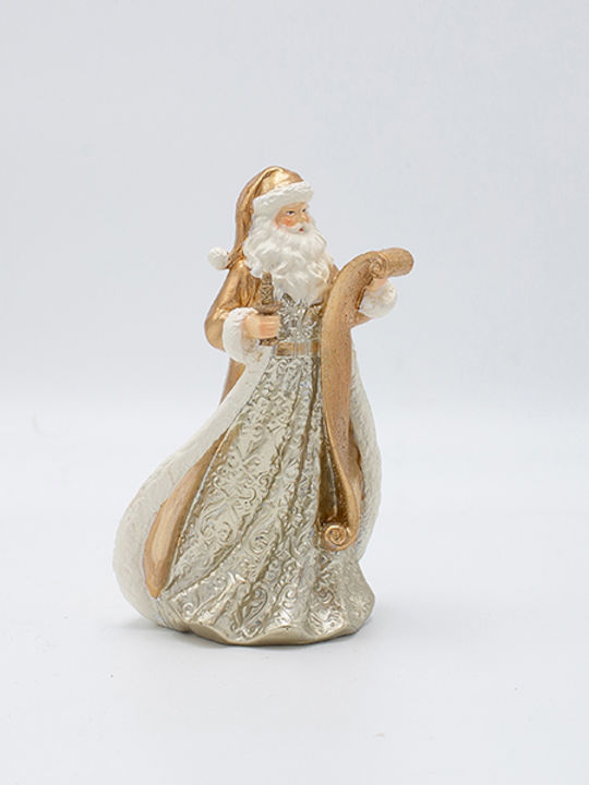Decorativ Moș Crăciun Auriu din Plastic 15x9cm.