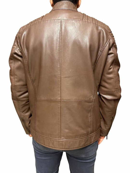 Leather Jacket Biker Brown