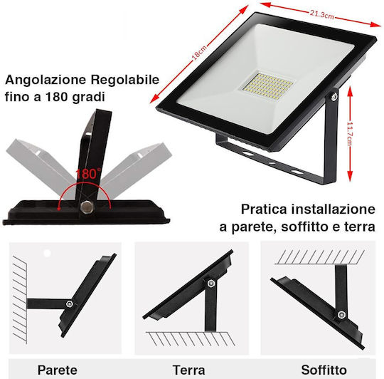 Bakaji Waterproof LED Floodlight 50W Cold White 6500K IP65