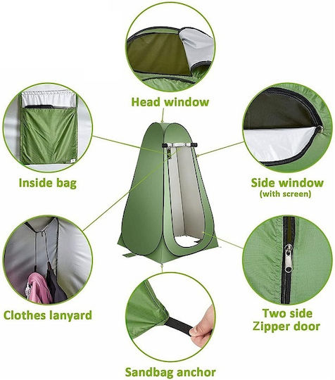 Σκηνή Camping Pop Up Τουαλέτας Πράσινη 120x190x190εκ.