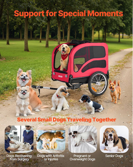 Vevor Dog Carrying Pink Bicycle Trailer for 45kg Pets