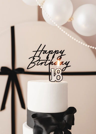 Birthday Candle Number 18 5.5cm White-black