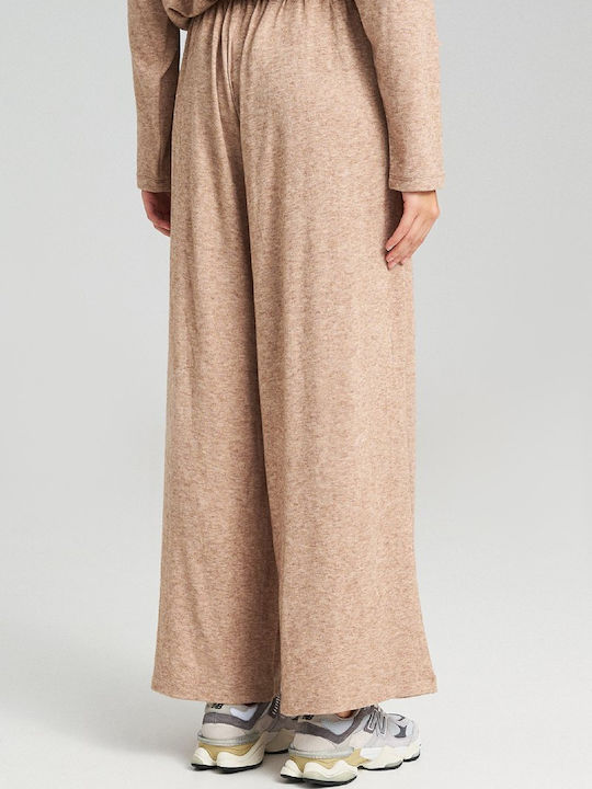 Women's Fabric Trousers Relaxed Fit Brown