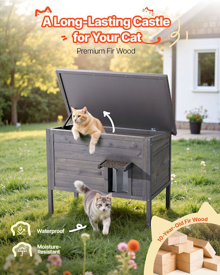 Vevor Dog House Wooden Outdoor Gray 87x53.5x69cm