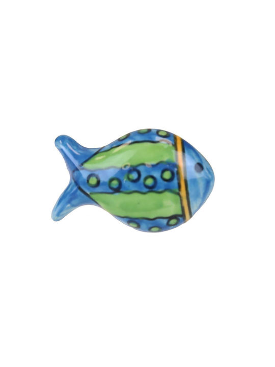 Buton Ceramică Pește 5x3,5cm Dungi