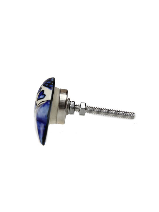 Keramik Knopf Fisch 5x3,5cm Blaue Herzen