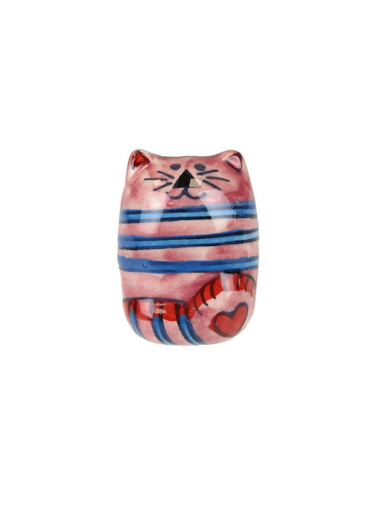 Buton Ceramic Pisică 4x5 cm Dungi