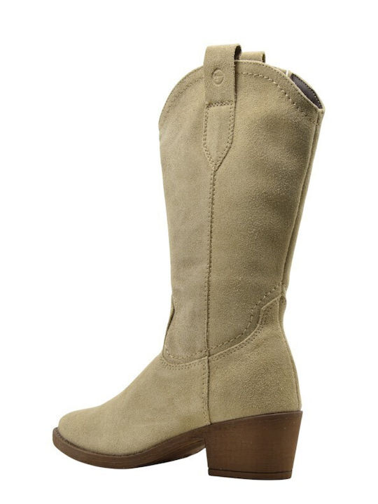 Leder Damenstiefel Beige